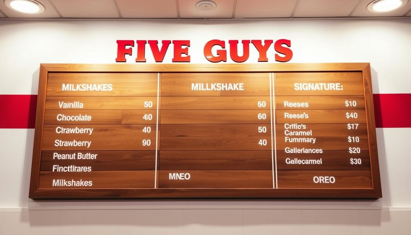 Five Guys Milkshake Menu